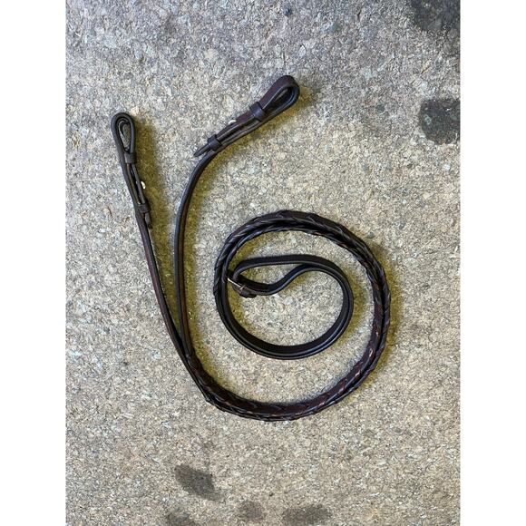 Braided Lace Reins with White Stitching - Picture 2 of 7